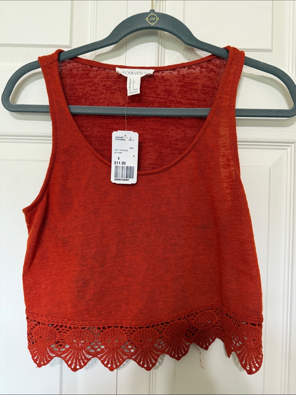 Forever 21 Rust Crochet-Hem Tank Top